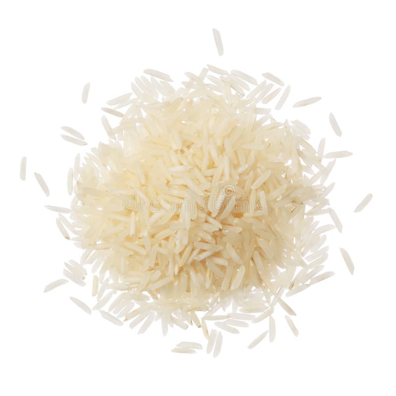 Arroz Basmati en una pila aislada en el fondo blanco fotografía de archivo Arroz Basmati en una pila aislada en el fondo blanco fotografía de archivo