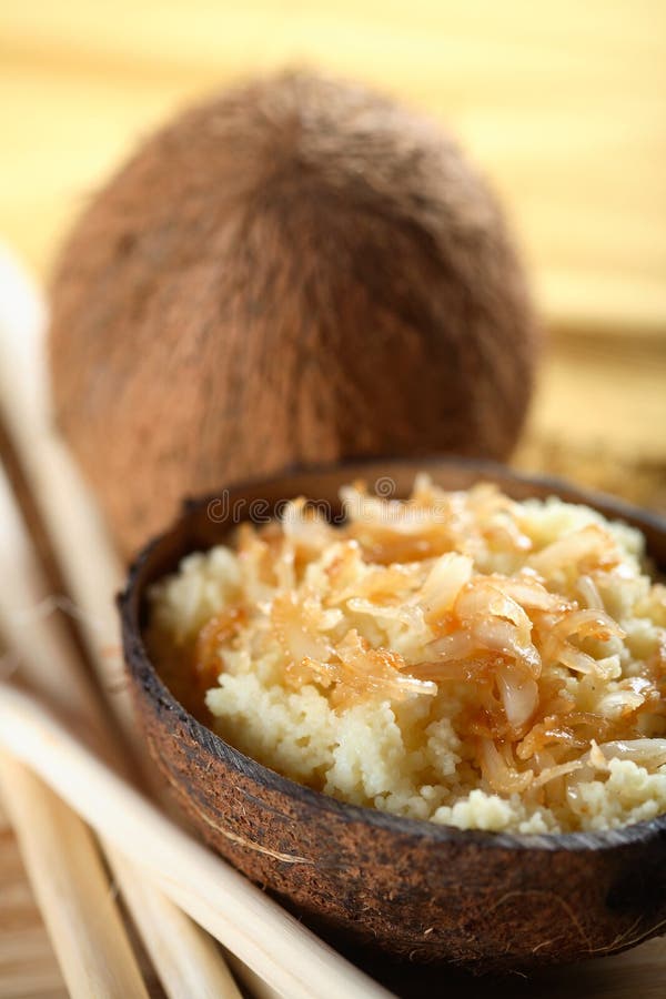 Rice with coco nut in the husk. Rice with coco nut in the husk