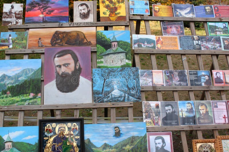 Arsenie Boca - books, paintings and icons royalty free stock images Arsenie Boca - books, paintings and icons royalty free stock images