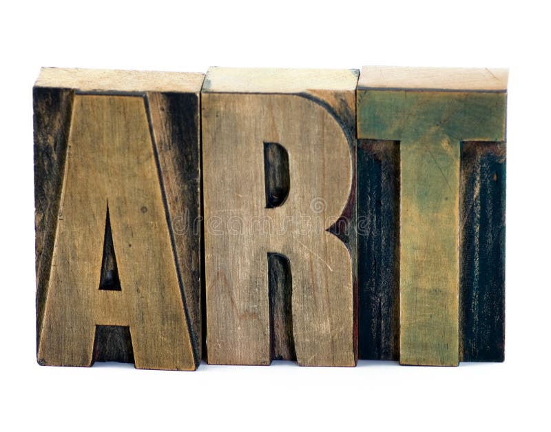 Wooden typescript letters forming the word art. Word art letters stock images, royalty-free photos and pictures
