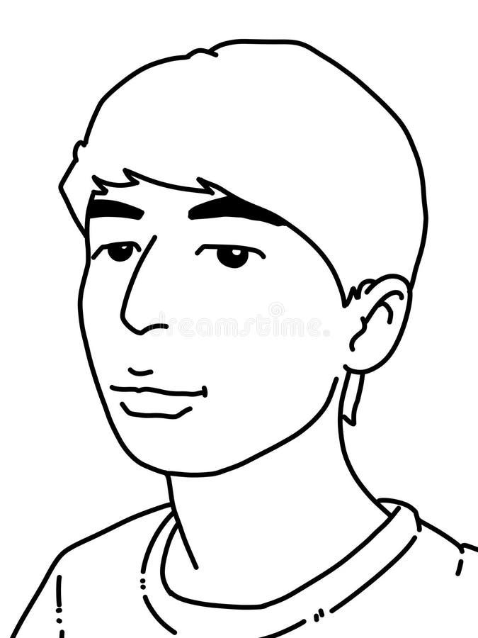 Black and White of Cute Man Cartoon for Coloring Stock Illustration