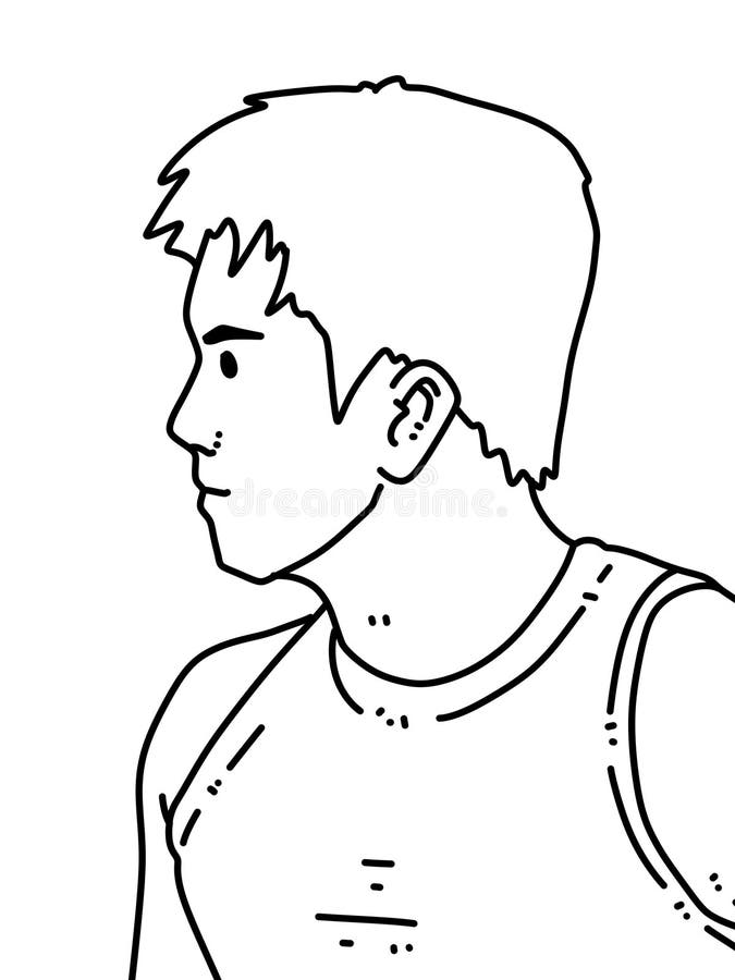 Black and White of Cute Man Cartoon for Coloring Stock Illustration