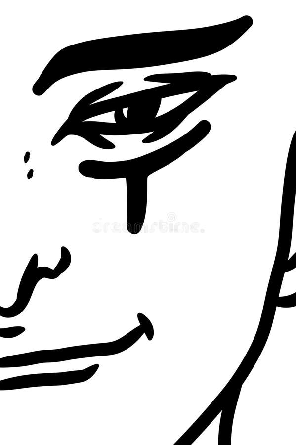 Black and White of Face Man Cartoon Stock Illustration Illustration