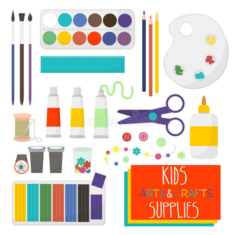 https://thumbs.dreamstime.com/b/art-crafts-items-kids-creativity-set-art-supplies-kids-vector-illustration-71319830.jpg