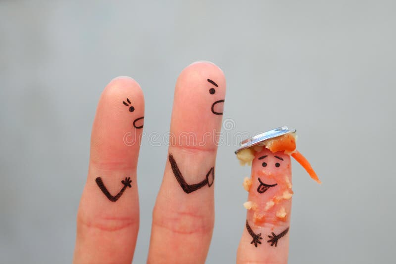 Art de doigts de famille pendant la querelle images stock Art de doigts de famille pendant la querelle images stock