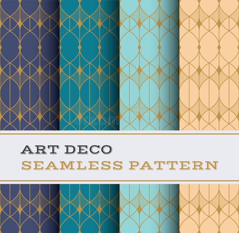Art Deco seamless pattern with 4 colours background. Art Deco seamless pattern with 4 colours background
