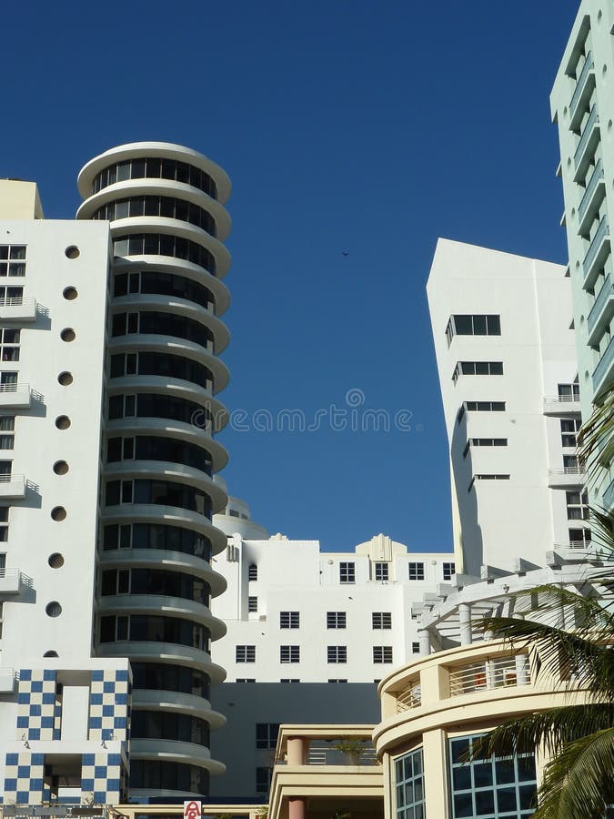 Art Deco buildings, Miami. stock photo. Image of ride 41328646
