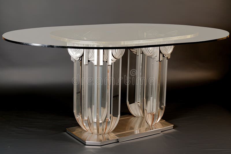 Art Deco Dining Table with Crystal and Silver Setting Stock