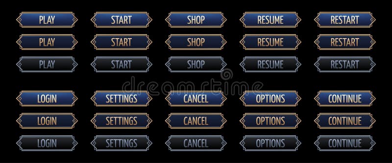 Art deco game interface button, ui animation frame vector illustration