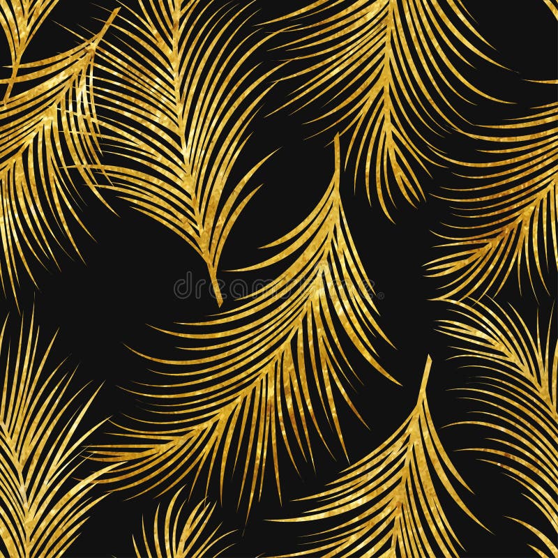 Art deco golden palm leaves seamless pattern royalty free illustration Art deco golden palm leaves seamless pattern royalty free illustration