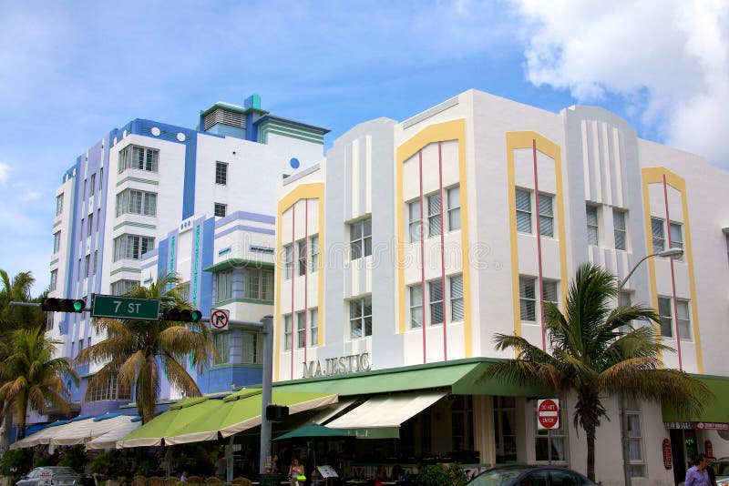 Art Deco Hotels In South Beach Editorial Stock Image Image of