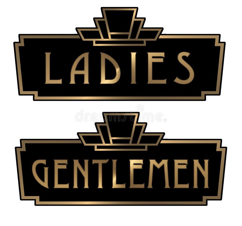 Art Deco Ladies and Gentlemen Restroom Signs