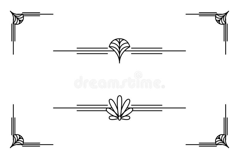 Art Deco Line Border. Decorative Lines Borders and Geometric Label