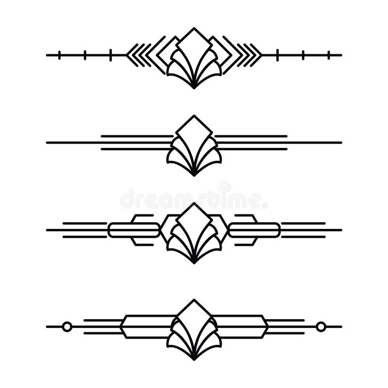 Art Deco Line Border. Decorative Lines Borders and Geometric Label