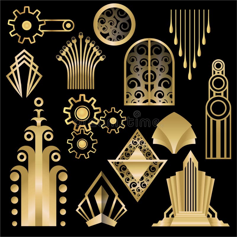 Art Deco Art Nuevo Geometric Elements Frames Triangles Circles