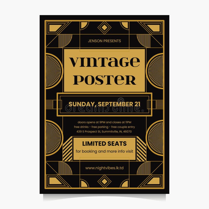 ART DECO POSTER DESIGN stock vector. Illustration of frame 161978143