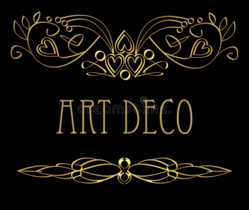 Art Deco projekta kaligraficzni złoci elementy, kędzierzawi wzory z 3d skutkiem ilustracja wektor Art Deco projekta kaligraficzni złoci elementy, kędzierzawi wzory z 3d skutkiem ilustracja wektor