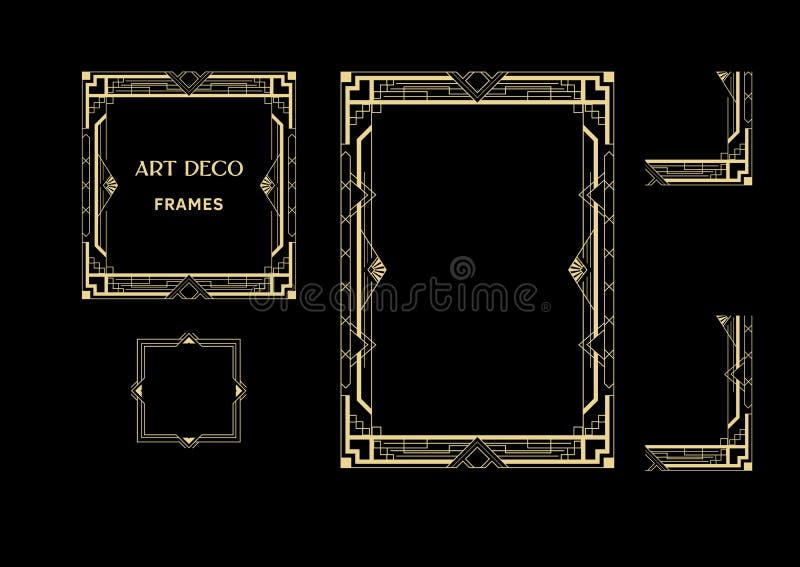 Art Deco-Rahmen für Heiratseinladungen, Karten und Poster lizenzfreie abbildung Art Deco-Rahmen für Heiratseinladungen, Karten und Poster lizenzfreie abbildung