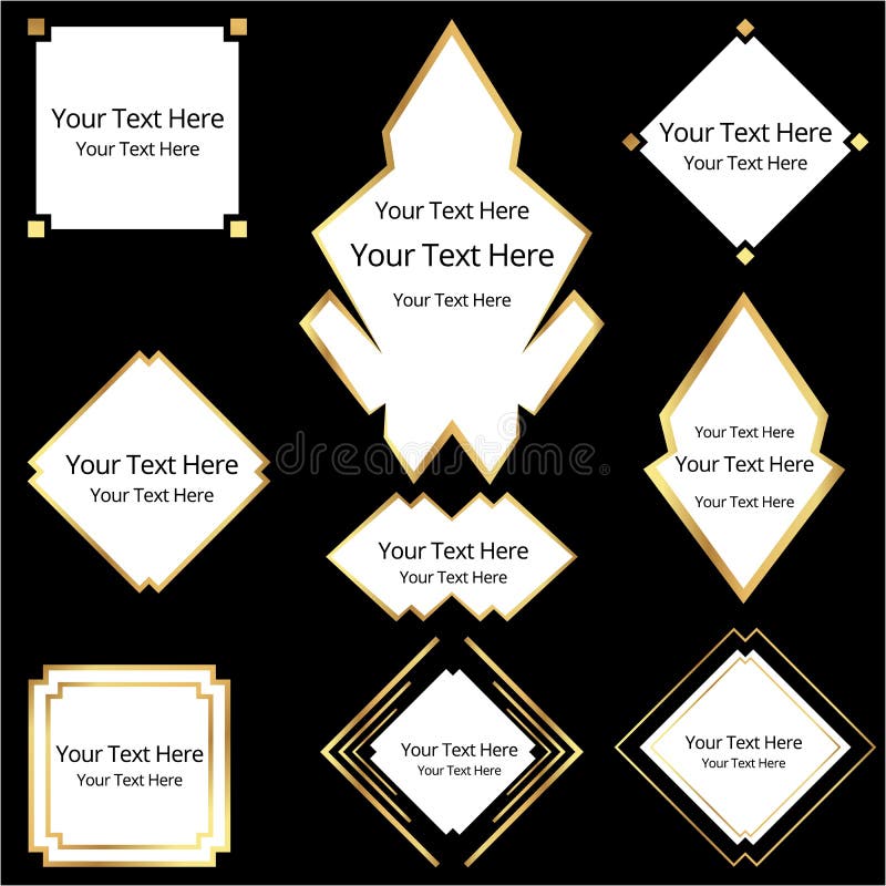 Art Deco-reeks van negen geometrische etiketten vector illustratie Art Deco-reeks van negen geometrische etiketten vector illustratie