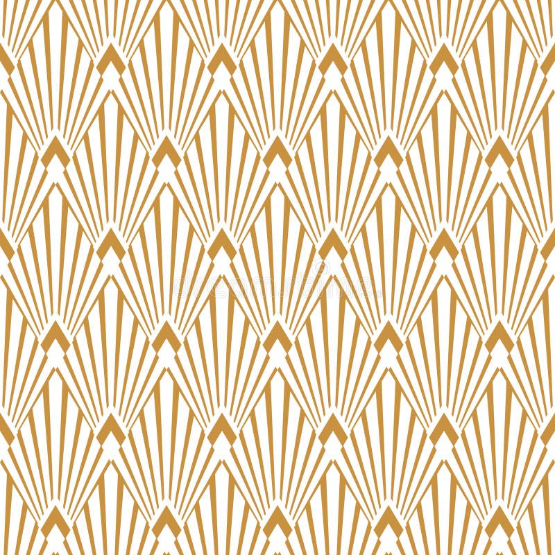 Art deco seamless pattern. Nouveau gatsby tracery. Geometric gold tile. Abstract golden roaring graphic background. Diamond fancy
