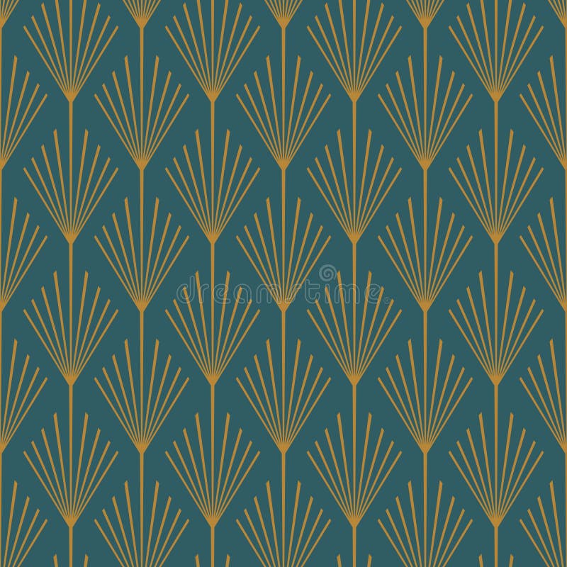 Art Deco Seamless Vector Pattern Teal And Copper Stock Vector Illustration Of Deco Design