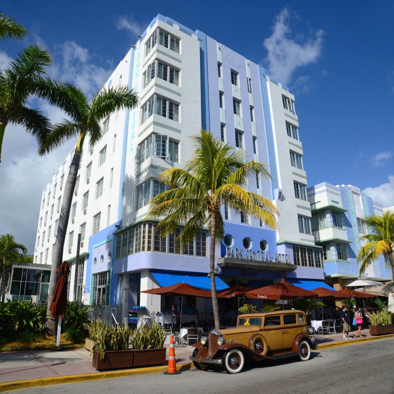 Art Deco Style Park Central in Miami Beach, FL, USA Editorial Photo