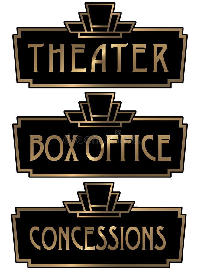 Art Deco teatru kasy teatralnej znaka plakieta