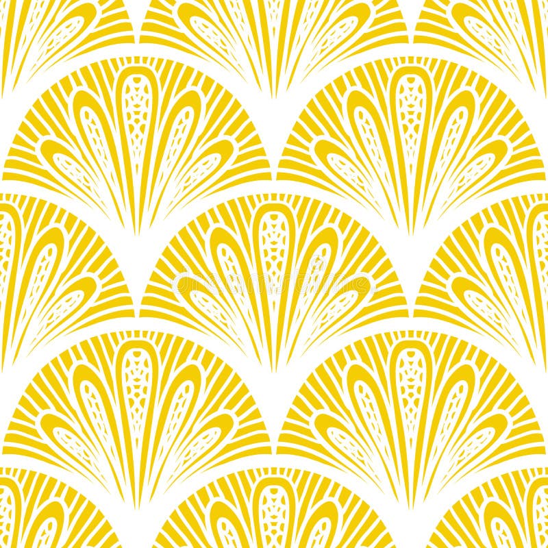 Art deco vector geometric pattern in bright yellow