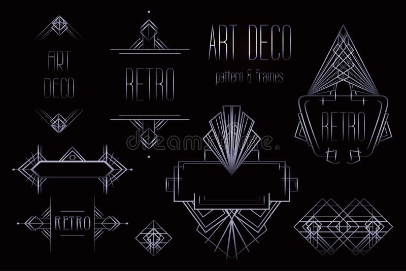 Art Deco vintage patterns and frames. Retro party geometric back vector illustration Art Deco vintage patterns and frames. Retro party geometric back vector illustration