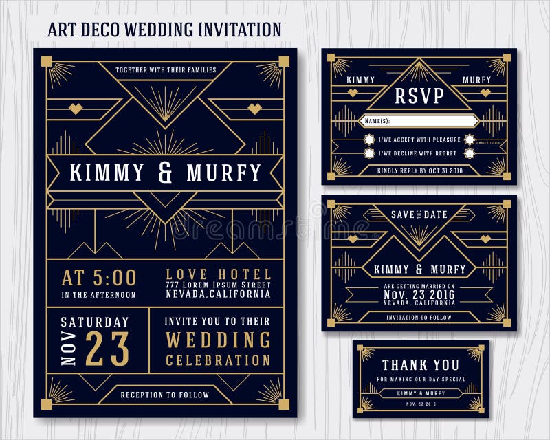 Art Deco Wedding Invitation Design-Malplaatje
