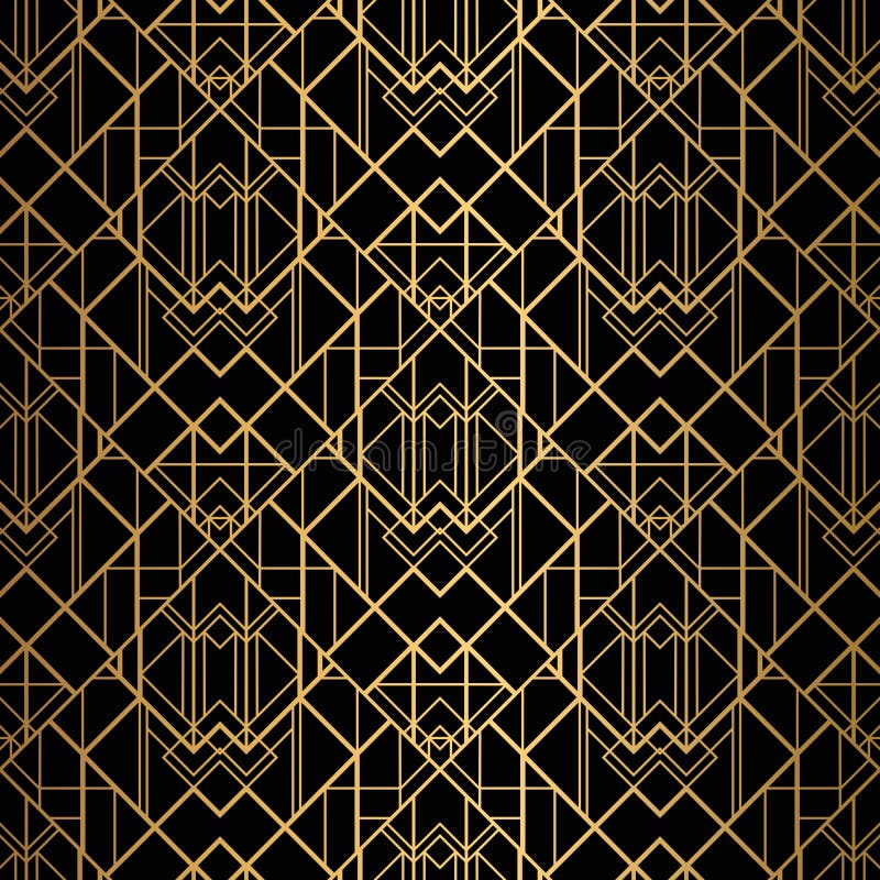 Art DecoMuster Nahtloser Schwarzer und Goldhintergrund vektor abbildung Art DecoMuster Nahtloser Schwarzer und Goldhintergrund vektor abbildung