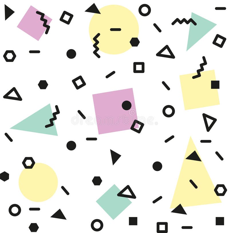 Art der Retro- Weinlesemode 80s oder 90s Nahtloses Muster Memphis Modische geometrische Elemente Moderne abstrakte Auslegung lizenzfreie abbildung
