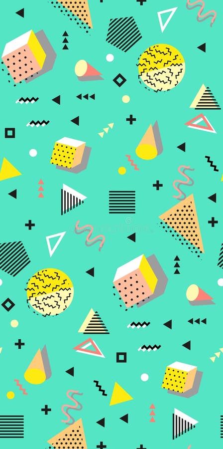 Art der Retro- Weinlesemode 80s oder 90s Nahtloses Muster Memphis Modische geometrische Elemente Moderne abstrakte Auslegung lizenzfreie abbildung