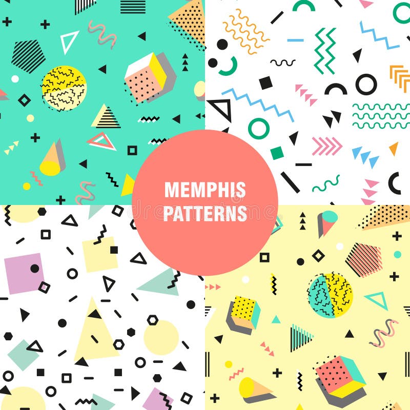 Art der Retro- Weinlesemode 80s oder 90s Nahtloses Muster Memphis Modische geometrische Elemente Moderne abstrakte Auslegung stock abbildung