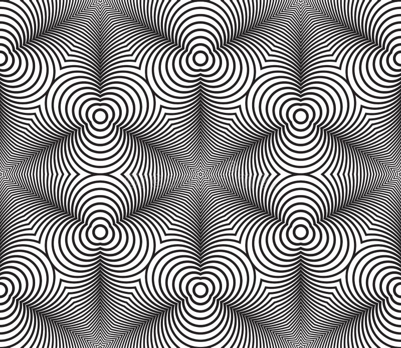 Black and White Op Art Design, Vector Seamless Pattern Background, Lines Only. Black and White Op Art Design, Vector Seamless Pattern Background, Lines Only.