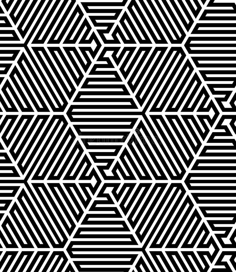 Black and White Op Art Design, Vector Seamless Pattern Background, Lines Only. Black and White Op Art Design, Vector Seamless Pattern Background, Lines Only.