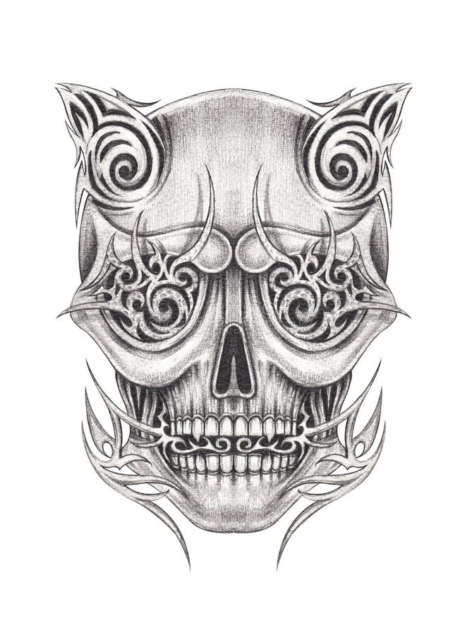Premium Vector  Skull sketching tattoo design illustration