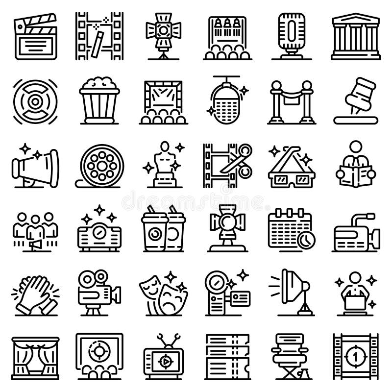 Art Director Icons Set, Outline Style Stock Vector Illustration of