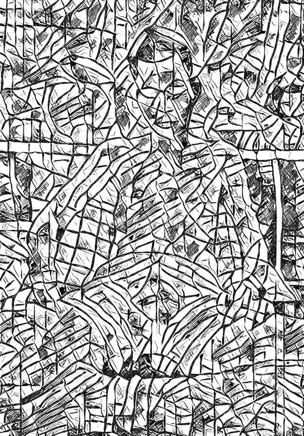 Drawing Black and White of Abstract Background Stock Illustration