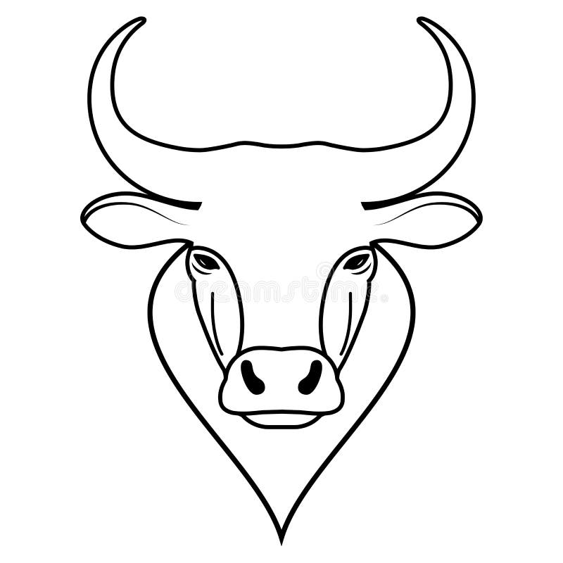 Art drawing buffalo cow ox bull head logo design. 