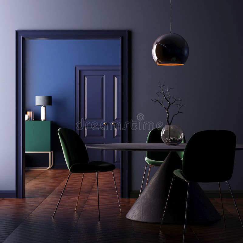 Art déco interior con una tabla y una lámpara 3D representación, ejemplo 3D stock de ilustración Art déco interior con una tabla y una lámpara 3D representación, ejemplo 3D stock de ilustración