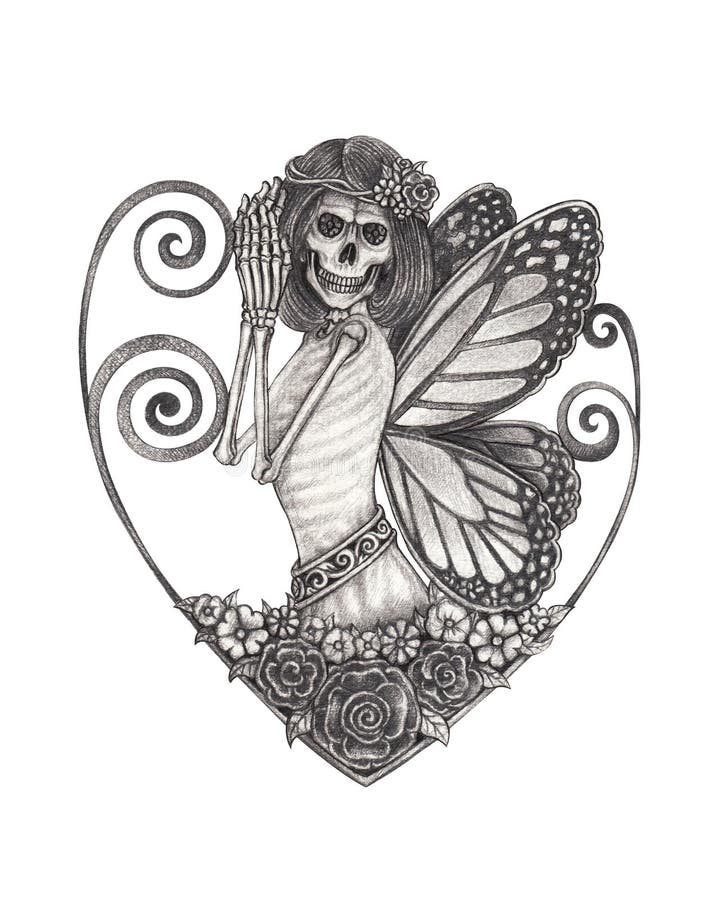 Art fantasy fairy skull.