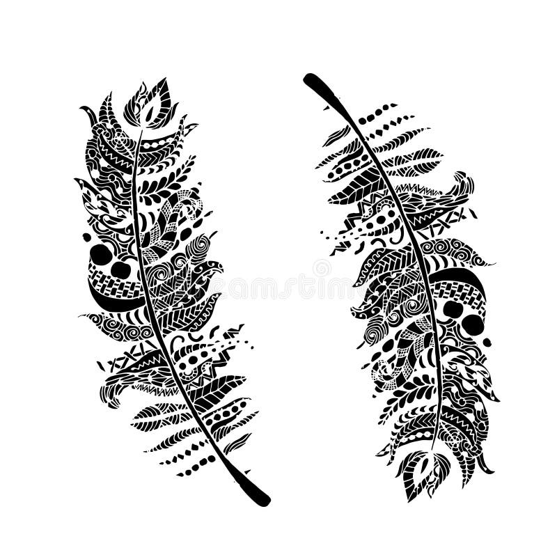 Art Feather, Zentangle Style for Your Design Stock Vector