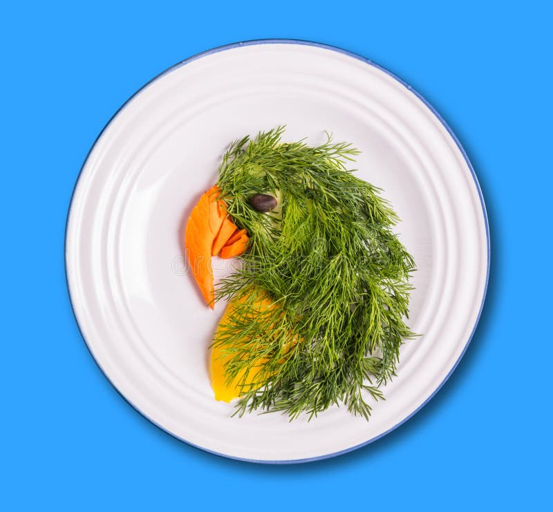 Art food, parrot from vegetables