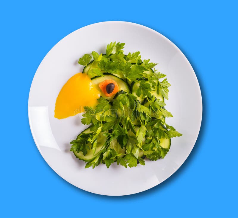 Art food, parrot from vegetables