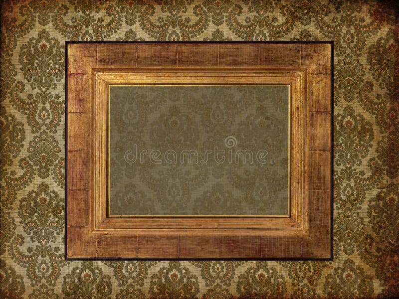 Art Frame on Pattern Wallpaper Stock Illustration Illustration of