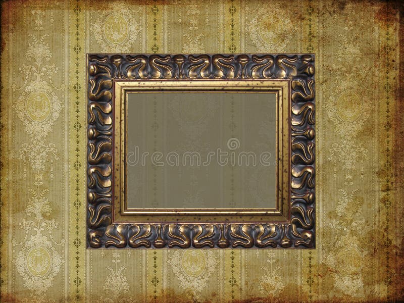 Art frame on wallpaper stock photo. Image of wall, historic 11046560