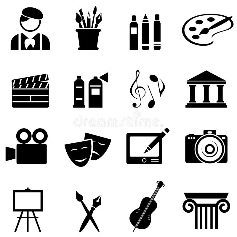 Art icon set stock vector. Illustration of artist, black 83453555