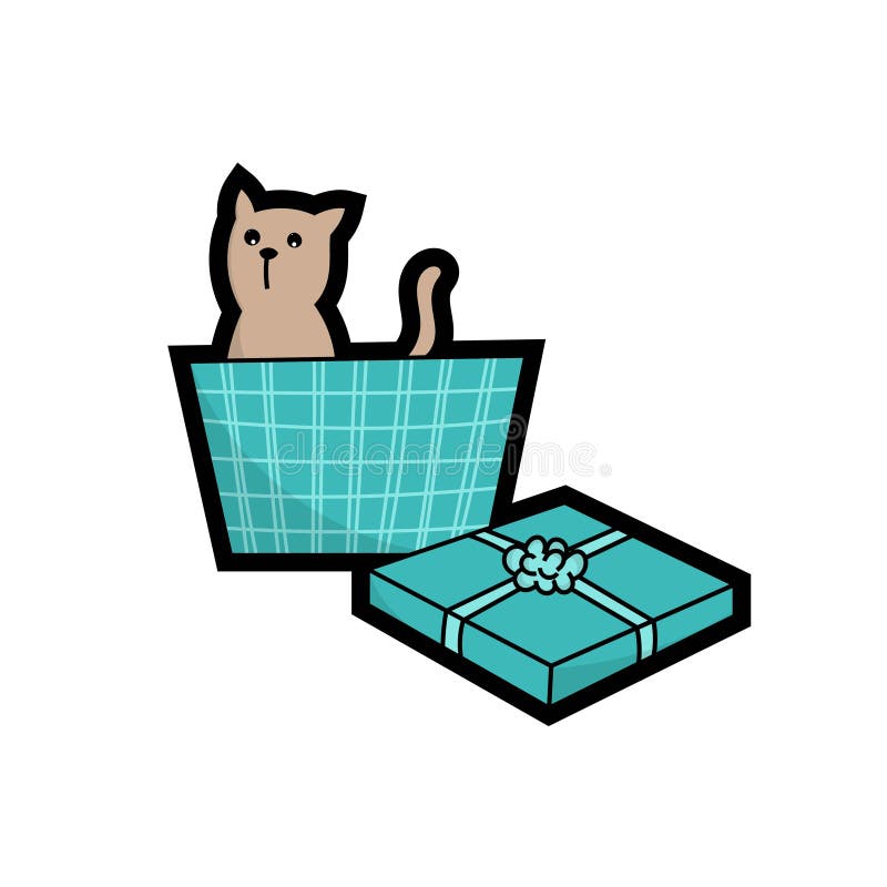 The Cat in the Box As a Surprise Gift Stock Illustration Illustration