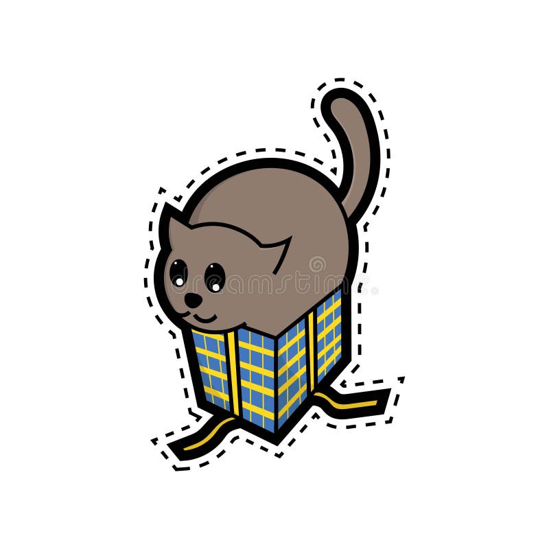 The Cat in the Box As a Surprise Gift Stock Illustration Illustration